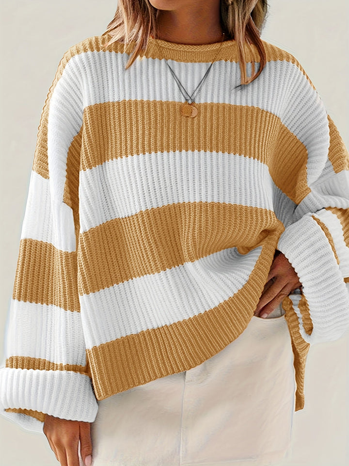 Bregwina | Damen Oversize Strickpullover Blockstreifen - Image 9