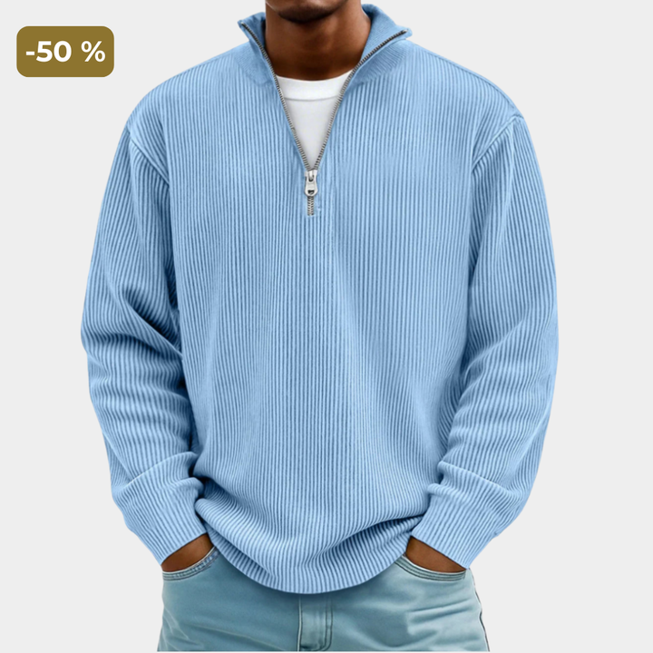 Brenvik | Herren Strickpullover mit Reißverschluss - Light Blue - Image 1