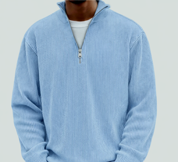 Brenvik | Herren Strickpullover mit Reißverschluss - Light Blue - Image 11
