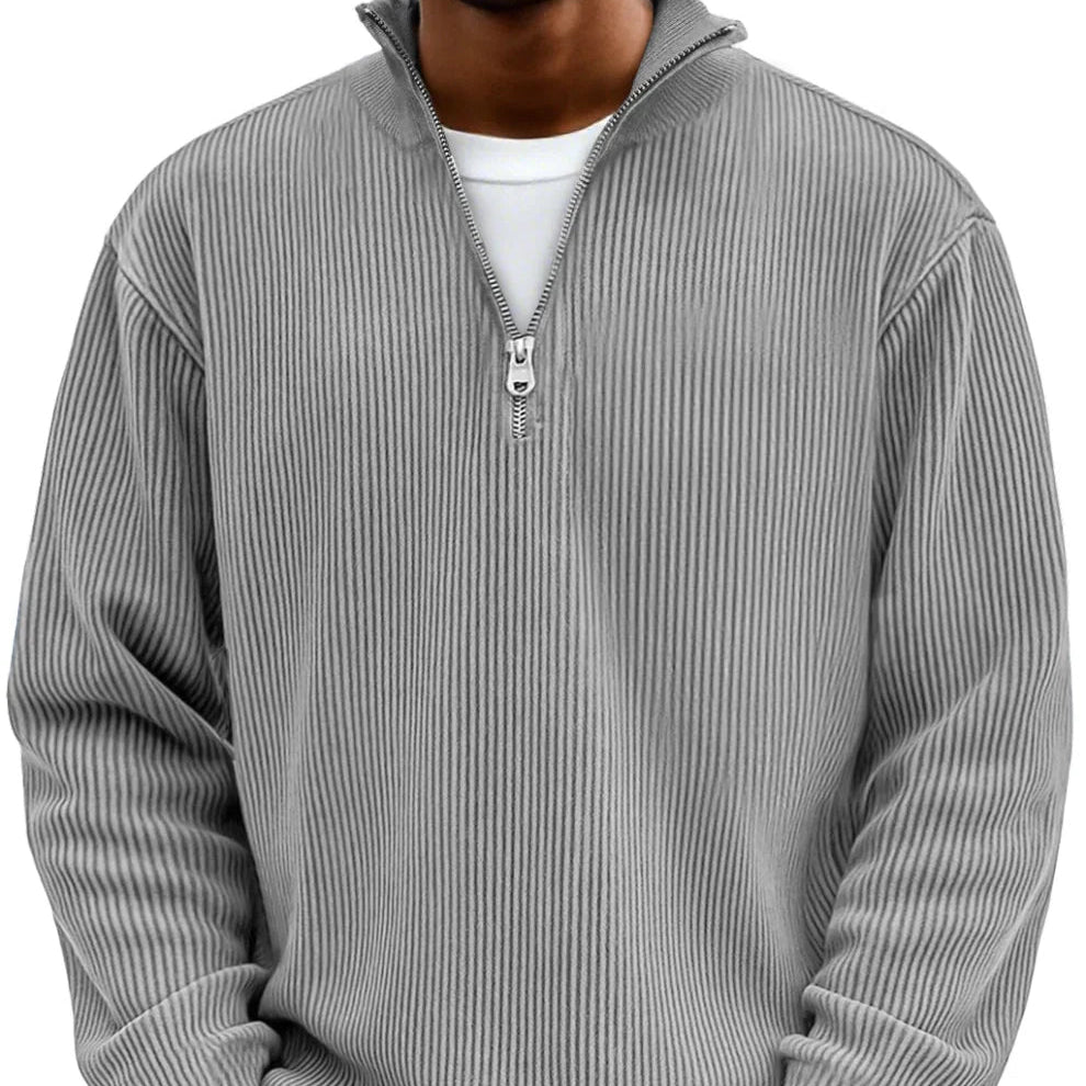 Brenvik | Herren Strickpullover mit Reißverschluss - Light Blue - Image 2