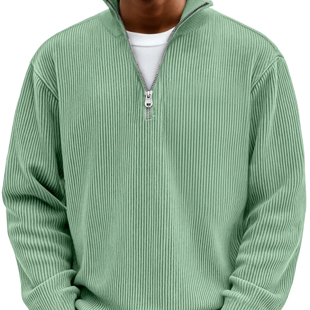 Brenvik | Herren Strickpullover mit Reißverschluss - Light Blue - Image 3
