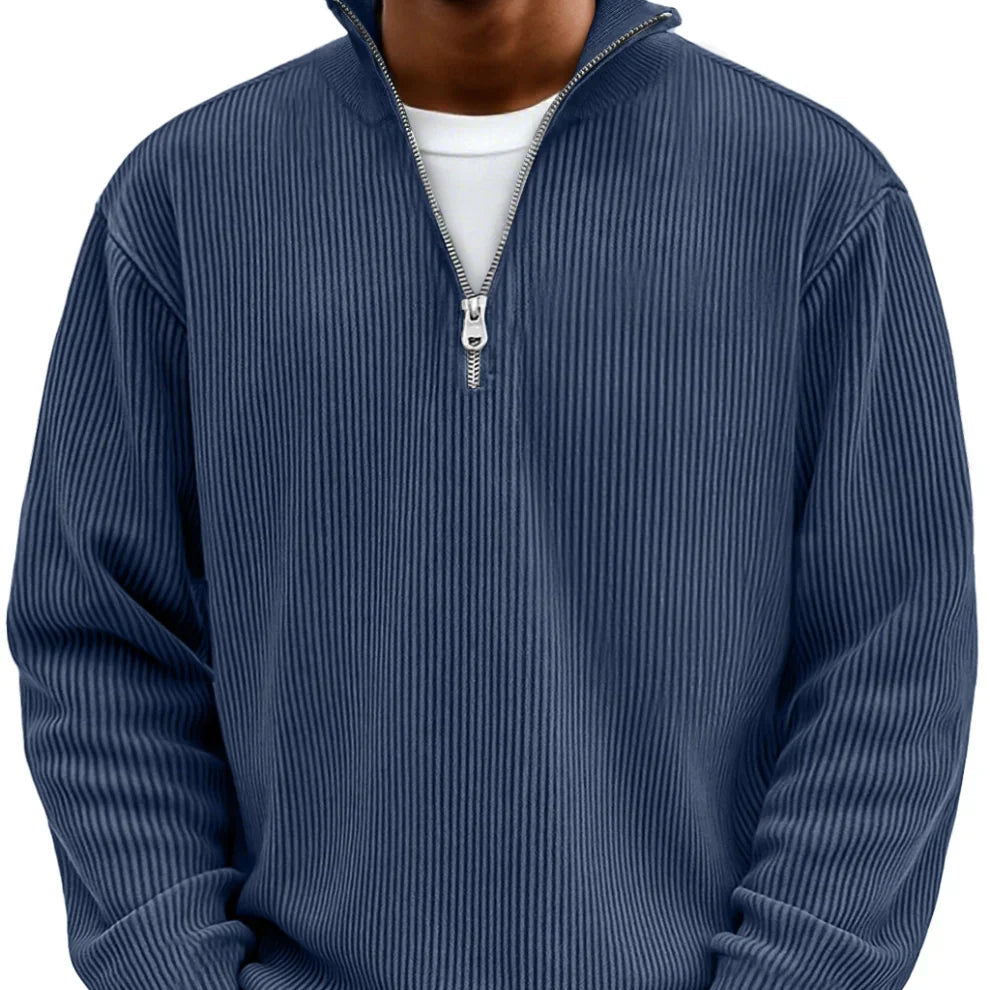 Brenvik | Herren Strickpullover mit Reißverschluss - Light Blue - Image 5