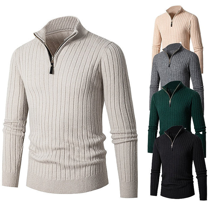 Brenwald | Herren Strickpullover mit Reißverschluss - Cream - Image 1