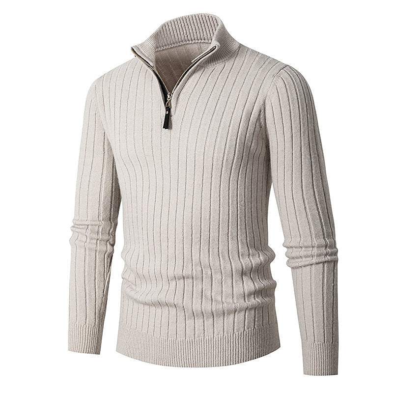 Brenwald | Herren Strickpullover mit Reißverschluss - Cream - Image 2