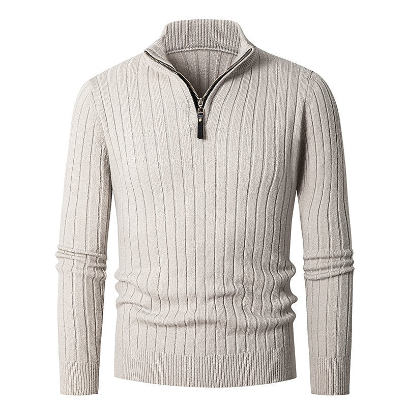 Brenwald | Herren Strickpullover mit Reißverschluss - Cream - Image 7