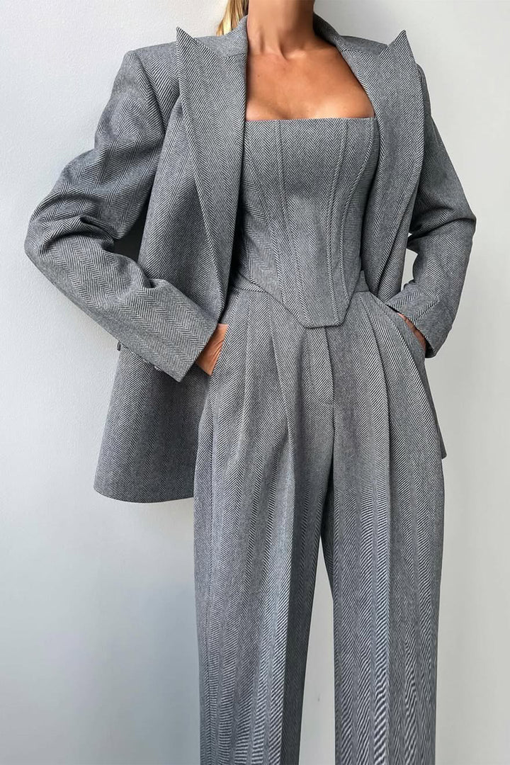 Brianna | Damen Dreiteiler Hosenanzug Set - Grey - Image 1