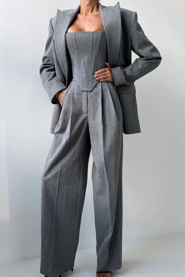 Brianna | Damen Dreiteiler Hosenanzug Set - Grey - Image 2