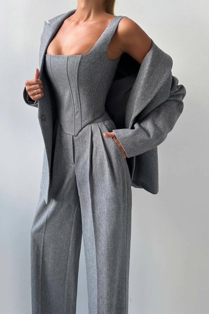 Brianna | Damen Dreiteiler Hosenanzug Set - Grey - Image 5
