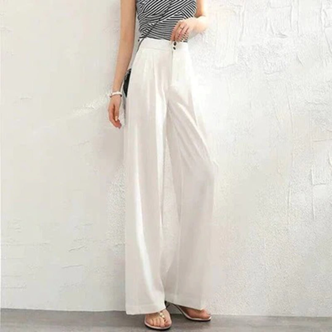 Brigid | Damen Weite Hose Hohe Taille - White - Image 1
