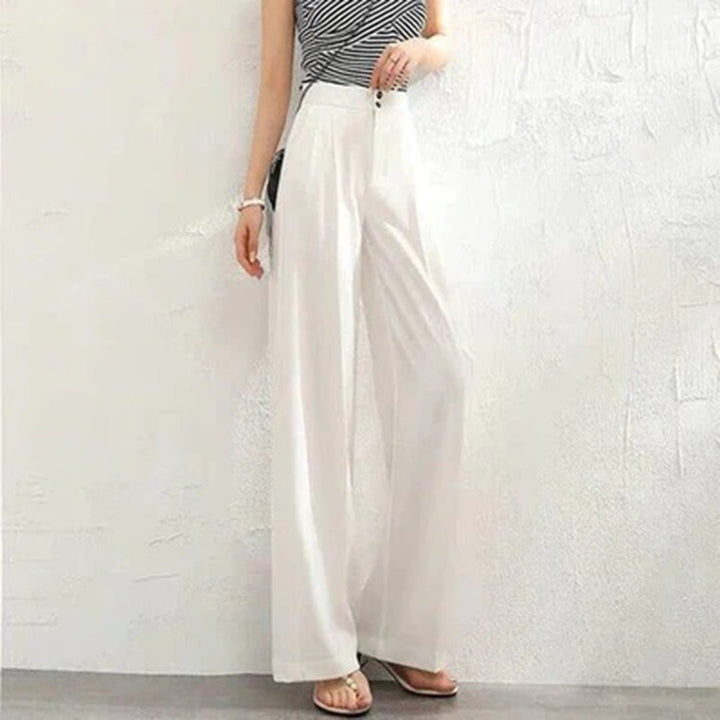 Brigid | Damen Weite Hose Hohe Taille - White - Image 1