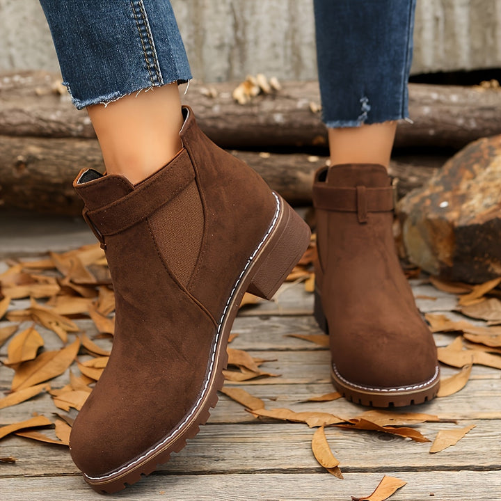 Brigitte | Damen Ankle Boot Stiefelette mit Blockabsatz - Brown - Image 4