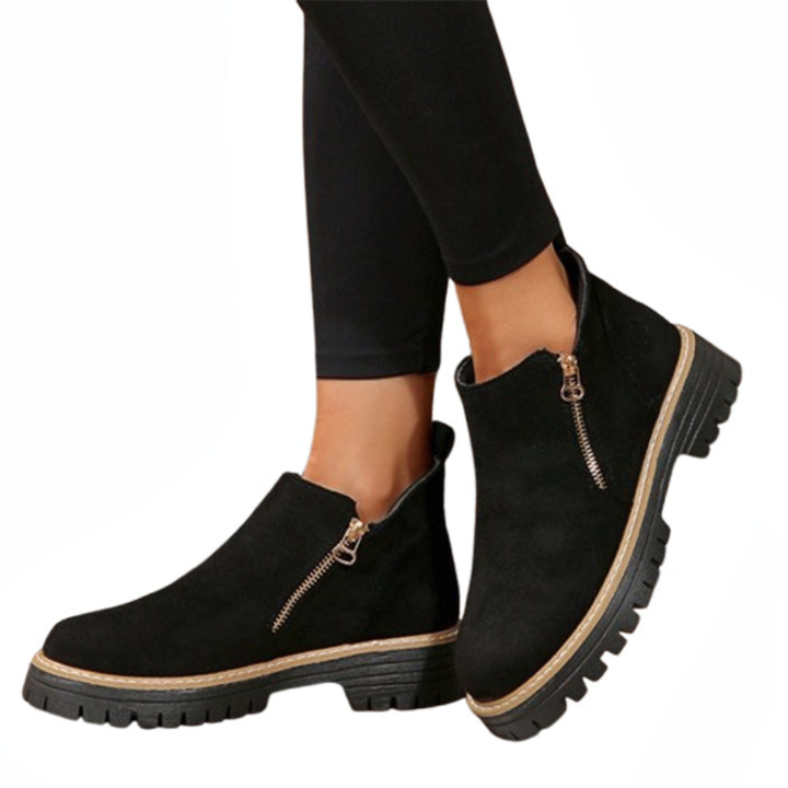 Brigitte | Damen Ankle Boots mit Plateausohle & Reißverschluss - Black - Image 1