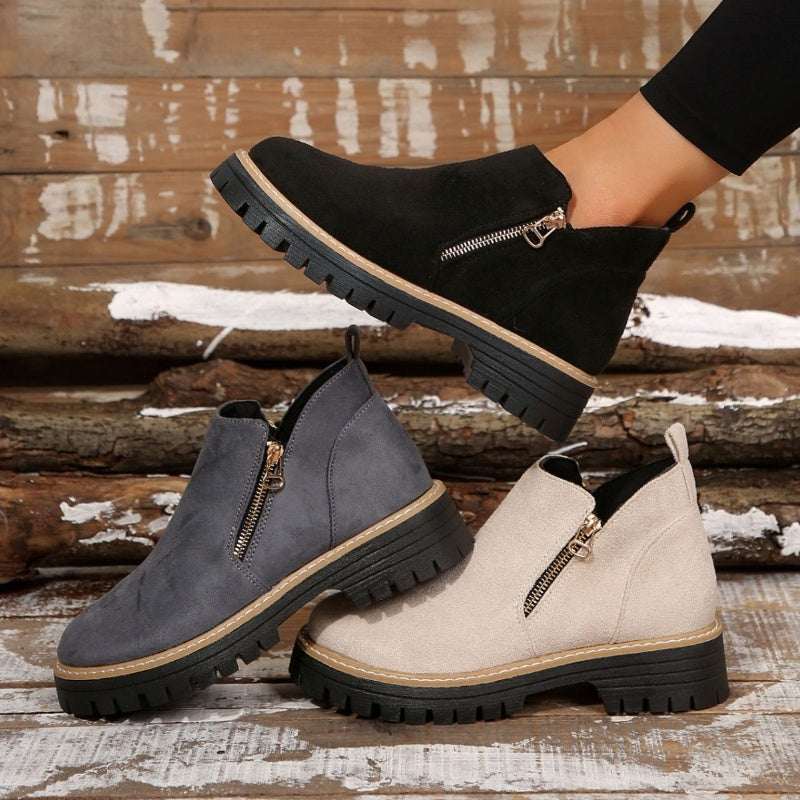 Brigitte | Damen Ankle Boots mit Plateausohle & Reißverschluss - Black - Image 2
