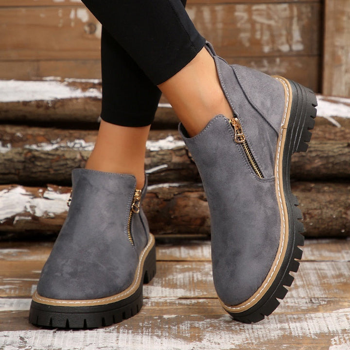 Brigitte | Damen Ankle Boots mit Plateausohle & Reißverschluss - Black - Image 3