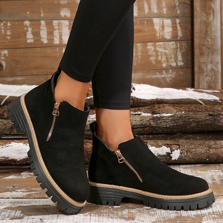 Brigitte | Damen Ankle Boots mit Plateausohle & Reißverschluss - Black - Image 5