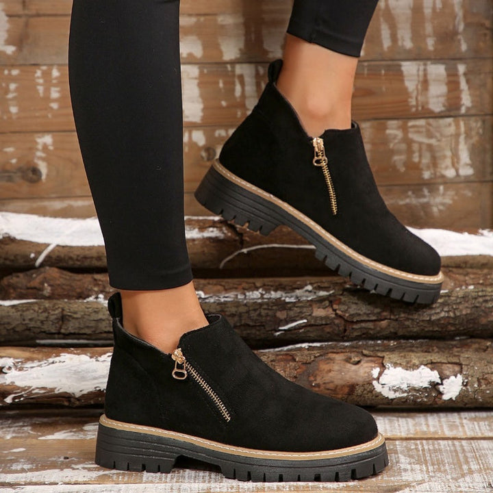 Brigitte | Damen Ankle Boots mit Plateausohle & Reißverschluss - Black - Image 6