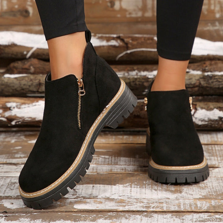 Brigitte | Damen Ankle Boots mit Plateausohle & Reißverschluss - Black - Image 8