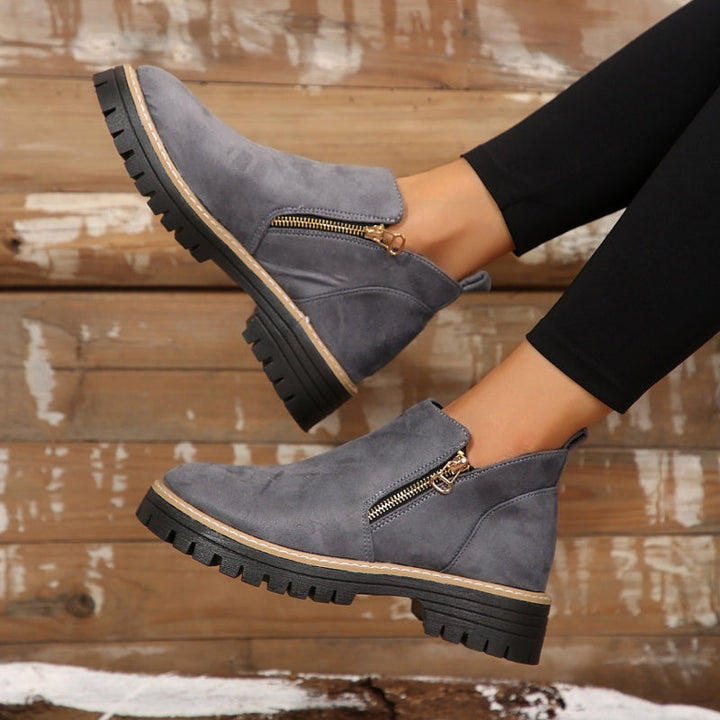 Brigitte | Damen Ankle Boots mit Plateausohle & Reißverschluss - Black - Image 9
