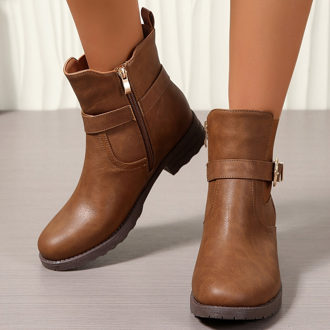 Brigitte | Damen Ankle Boots Westernschnalle Braun - Brown - Image 6