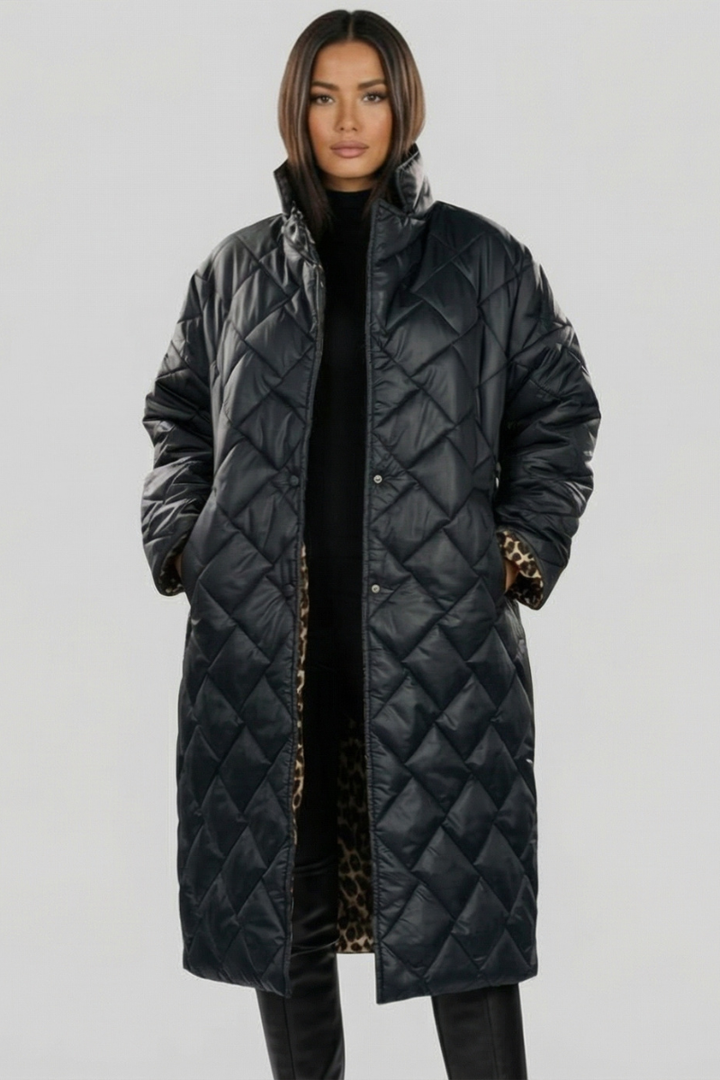 Brimdal | Damen Langer Steppmantel Wendejacke - Dark Brown - Image 3