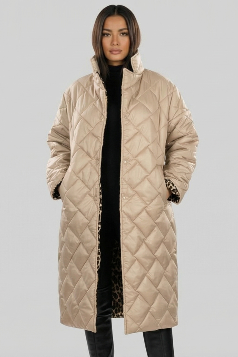Brimdal | Damen Langer Steppmantel Wendejacke - Dark Brown - Image 5