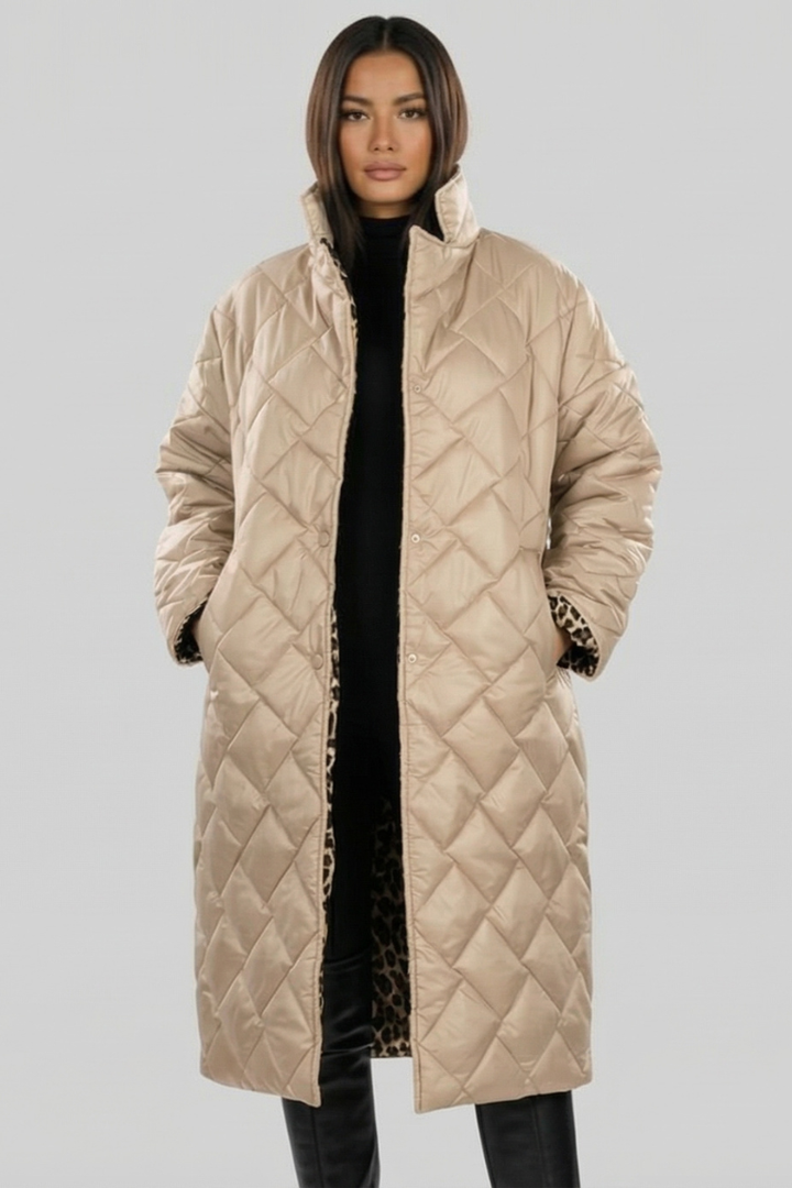 Brimdal | Damen Langer Steppmantel Wendejacke - Dark Brown - Image 5