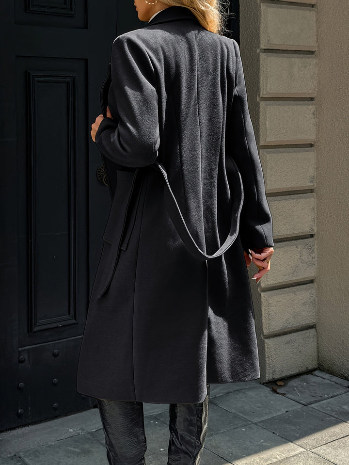 Brimdora | Damen Langer Mantel mit Bindegürtel - Camel - Image 14