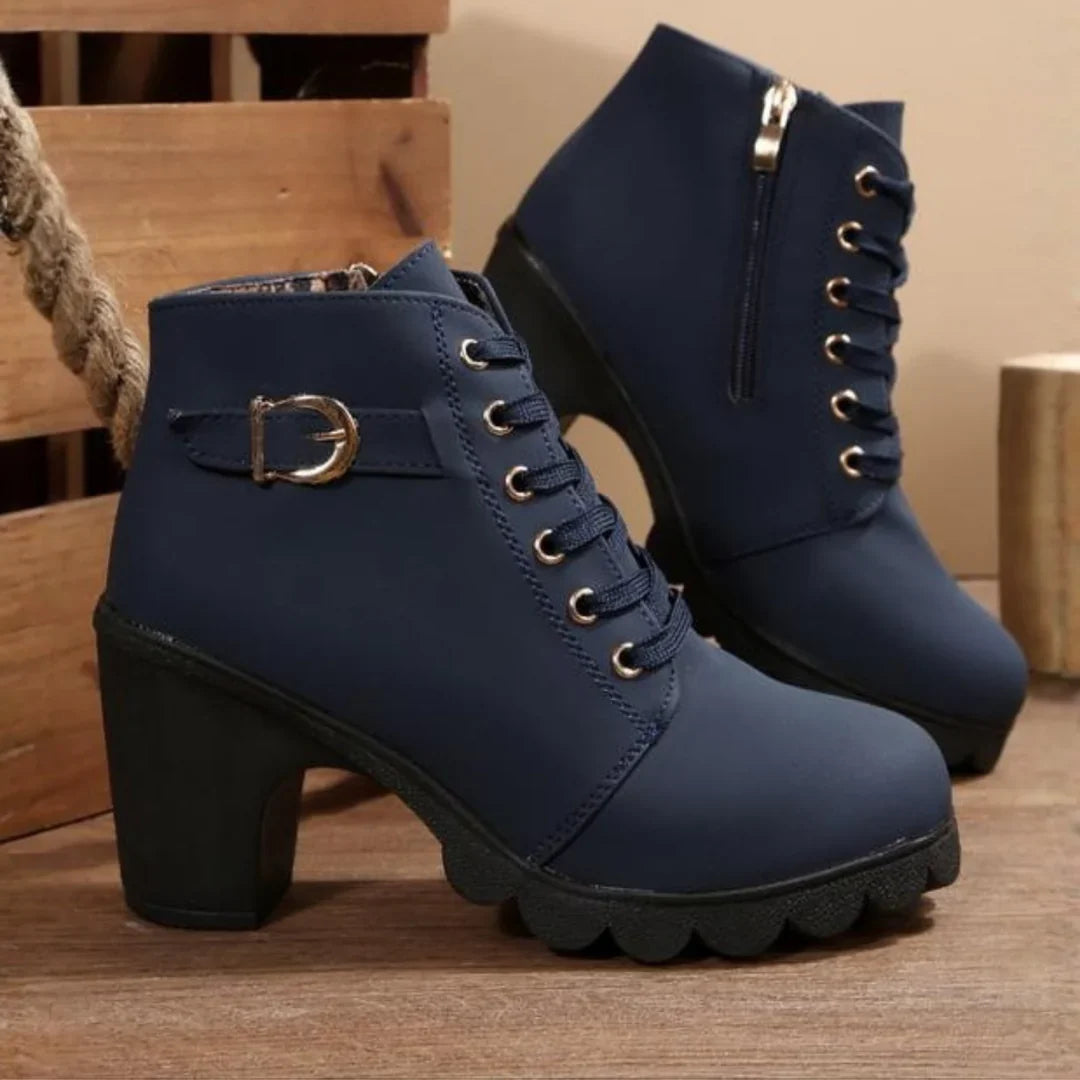 Britta | Damen Ankle Boots mit Blockabsatz, 70 Zeichen - Camel - Image 4