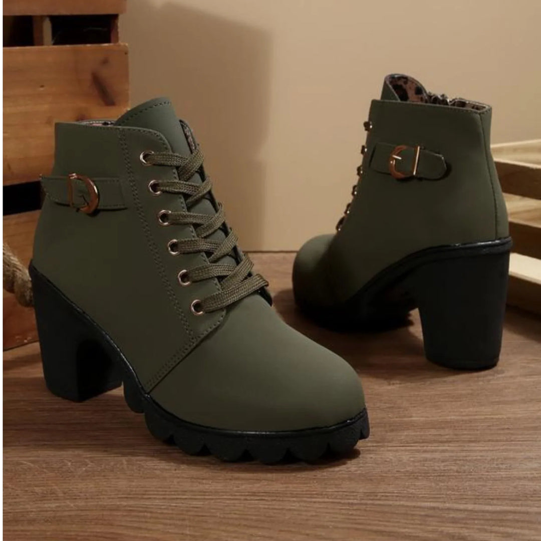 Britta | Damen Ankle Boots mit Blockabsatz, 70 Zeichen - Camel - Image 5