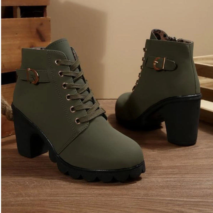 Britta | Damen Ankle Boots mit Blockabsatz, 70 Zeichen - Camel - Image 5