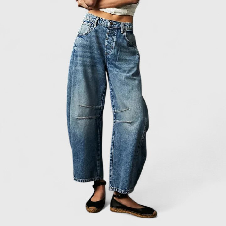 Britta | Damen Barrel Jeans High Waist Wide Leg - Blue - Image 1