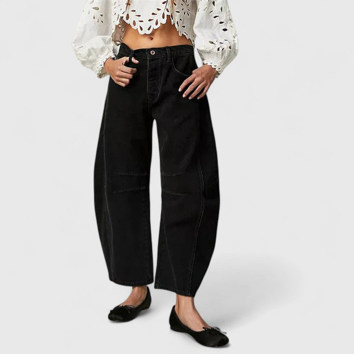 Britta | Damen Barrel Jeans High Waist Wide Leg - Blue - Image 11