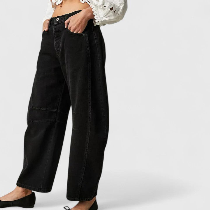 Britta | Damen Barrel Jeans High Waist Wide Leg - Blue - Image 12