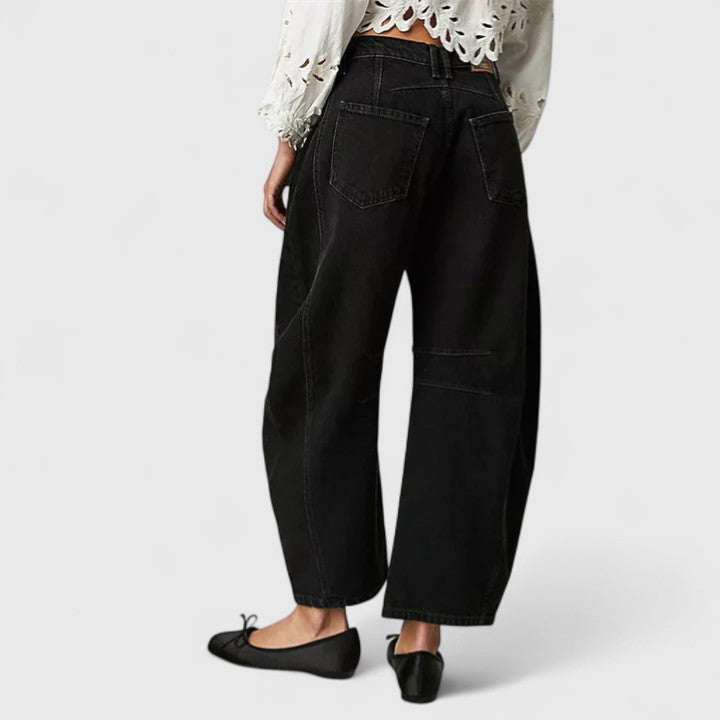 Britta | Damen Barrel Jeans High Waist Wide Leg - Blue - Image 13