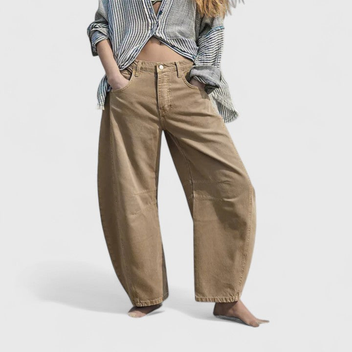 Britta | Damen Barrel Jeans High Waist Wide Leg - Blue - Image 14