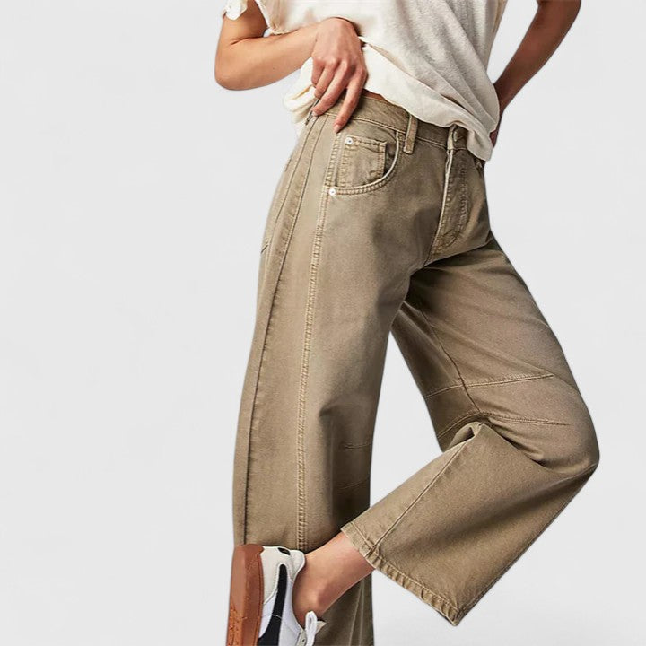 Britta | Damen Barrel Jeans High Waist Wide Leg - Blue - Image 16