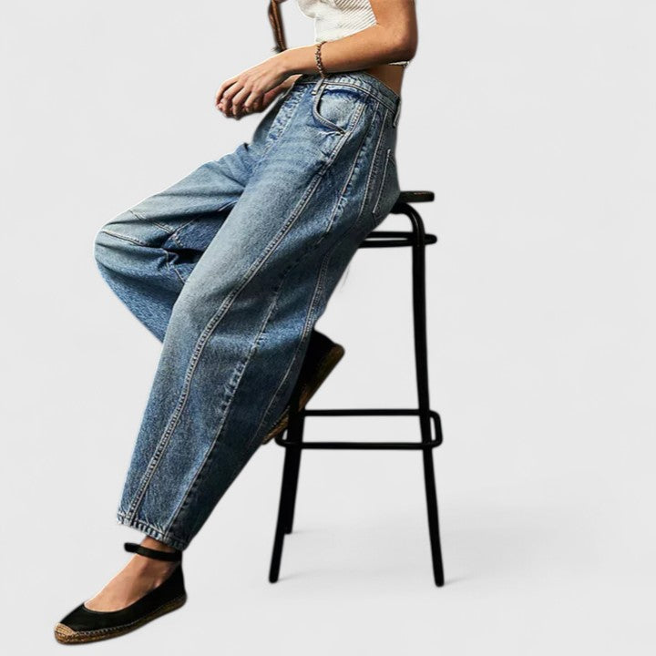 Britta | Damen Barrel Jeans High Waist Wide Leg - Blue - Image 18