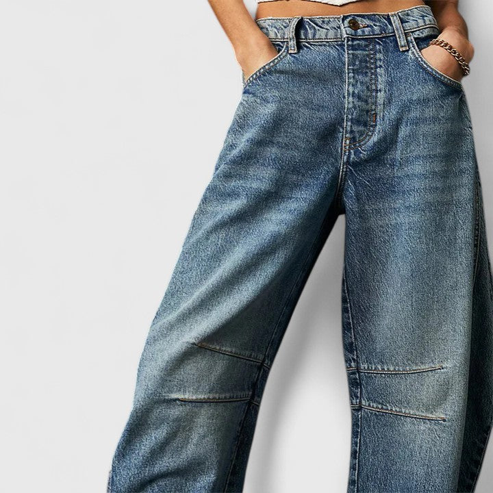 Britta | Damen Barrel Jeans High Waist Wide Leg - Blue - Image 19