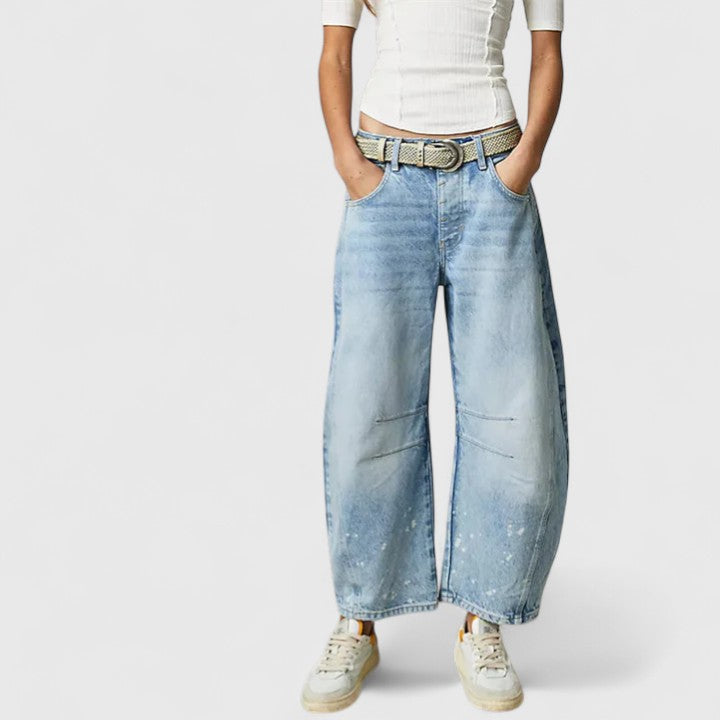 Britta | Damen Barrel Jeans High Waist Wide Leg - Blue - Image 20