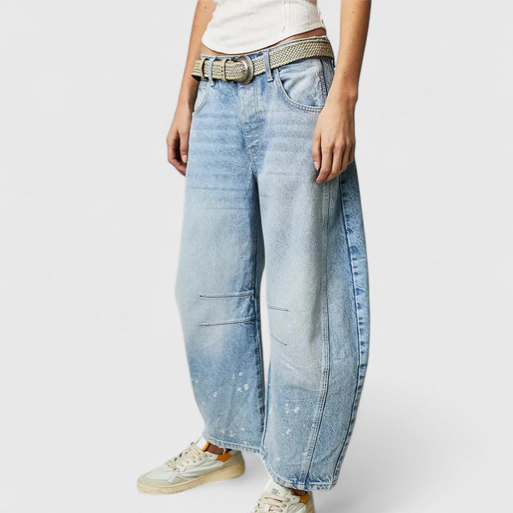 Britta | Damen Barrel Jeans High Waist Wide Leg - Blue - Image 21