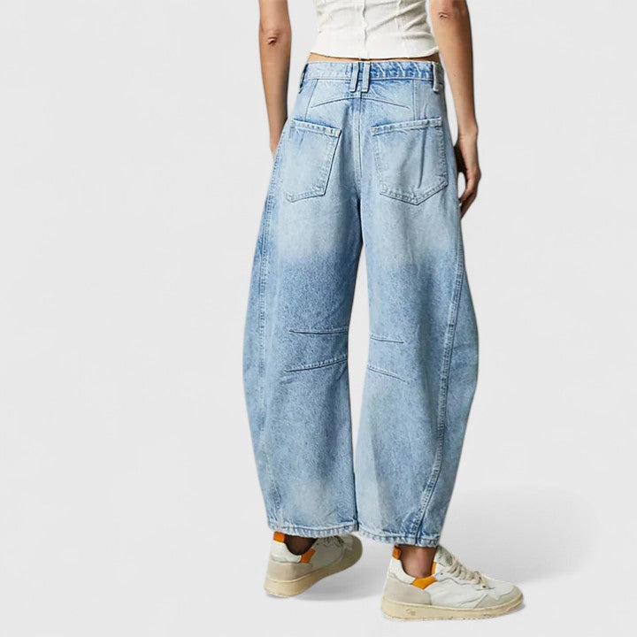 Britta | Damen Barrel Jeans High Waist Wide Leg - Blue - Image 22