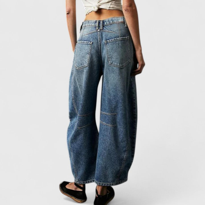 Britta | Damen Barrel Jeans High Waist Wide Leg - Blue - Image 25