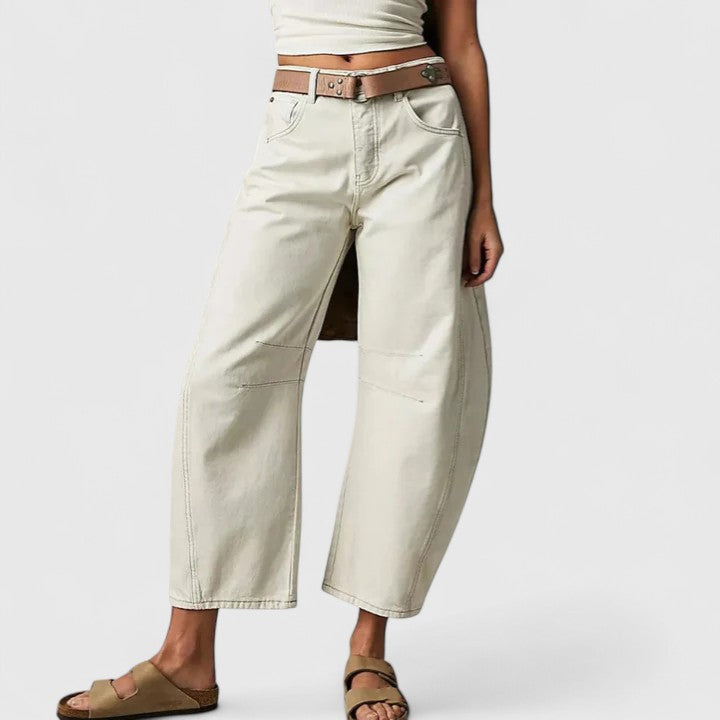 Britta | Damen Barrel Jeans High Waist Wide Leg - Blue - Image 3