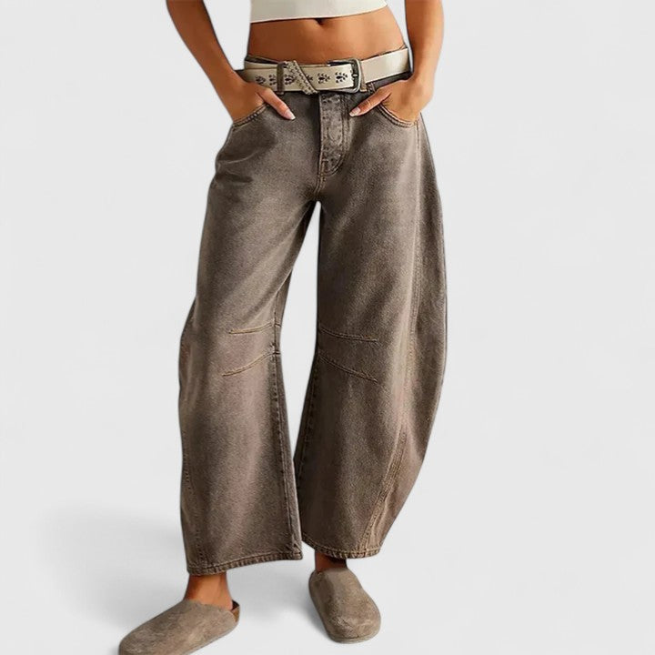 Britta | Damen Barrel Jeans High Waist Wide Leg - Blue - Image 4
