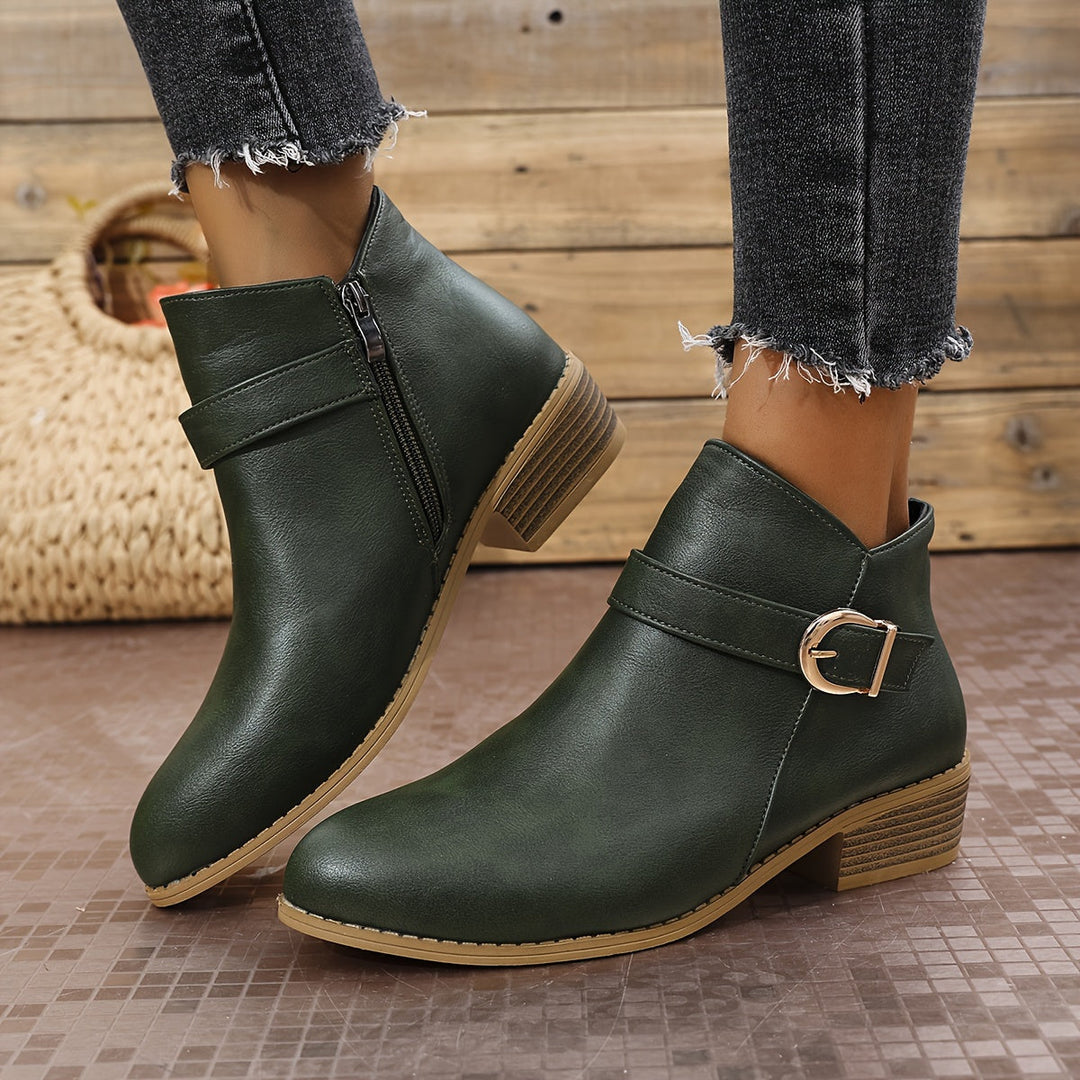 Britta | Damen Chelsea Ankle Boot mit Schnalle, 68 - Dark Green - Image 10