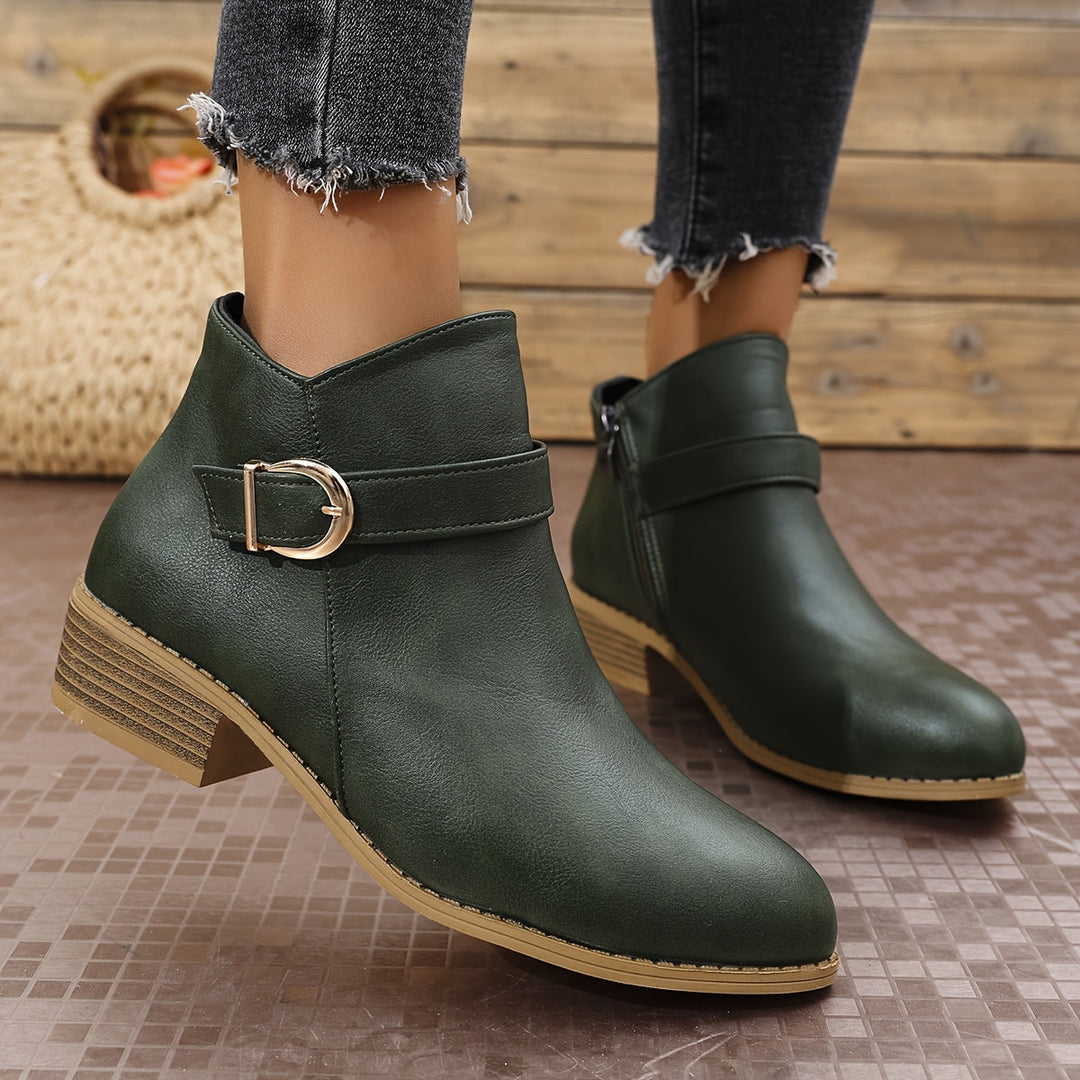 Britta | Damen Chelsea Ankle Boot mit Schnalle, 68 - Dark Green - Image 12