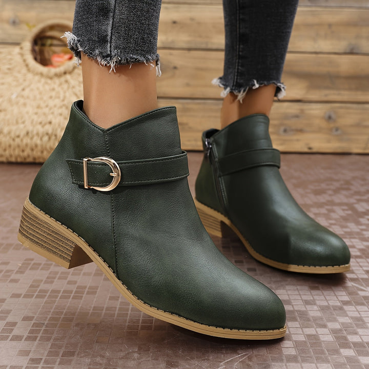 Britta | Damen Chelsea Ankle Boot mit Schnalle, 68 - Dark Green - Image 12