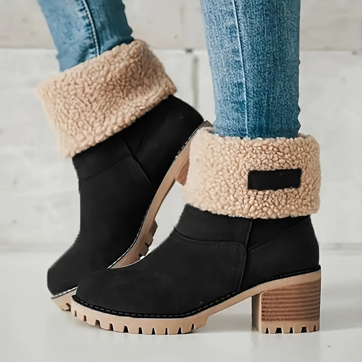 Britta | Damen Gefütterte Ankle Boots mit Blockabsatz - Black - Image 1