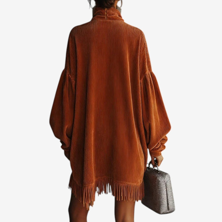 Britta | Damen Oversize Strickkleid mit Rollkragen - Brown - Image 4