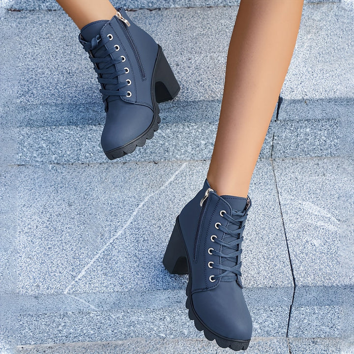 Britta | Damen Schnürstiefelette mit Blockabsatz, 68 Zeichen - Navy - Image 12